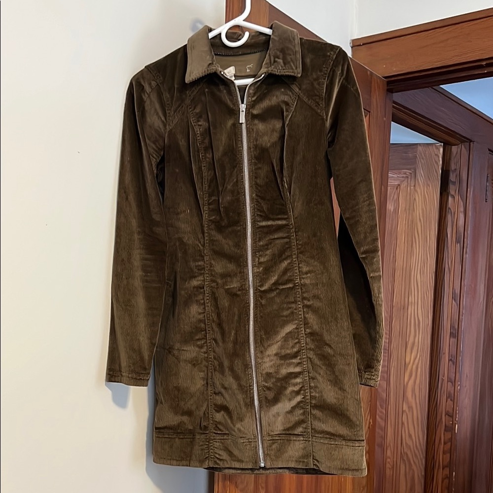 Anthropologie Pilcro Green Corduroy Mini Dress